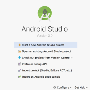 Android Studio welcome screen