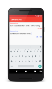 Android EditText character count