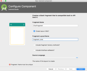 Android Studio blank fragment