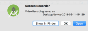 Android Studio screen recorder confirmation