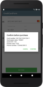 Android credit card form