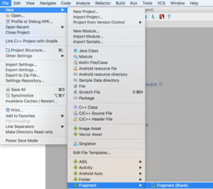 Create fragment in Android Studio