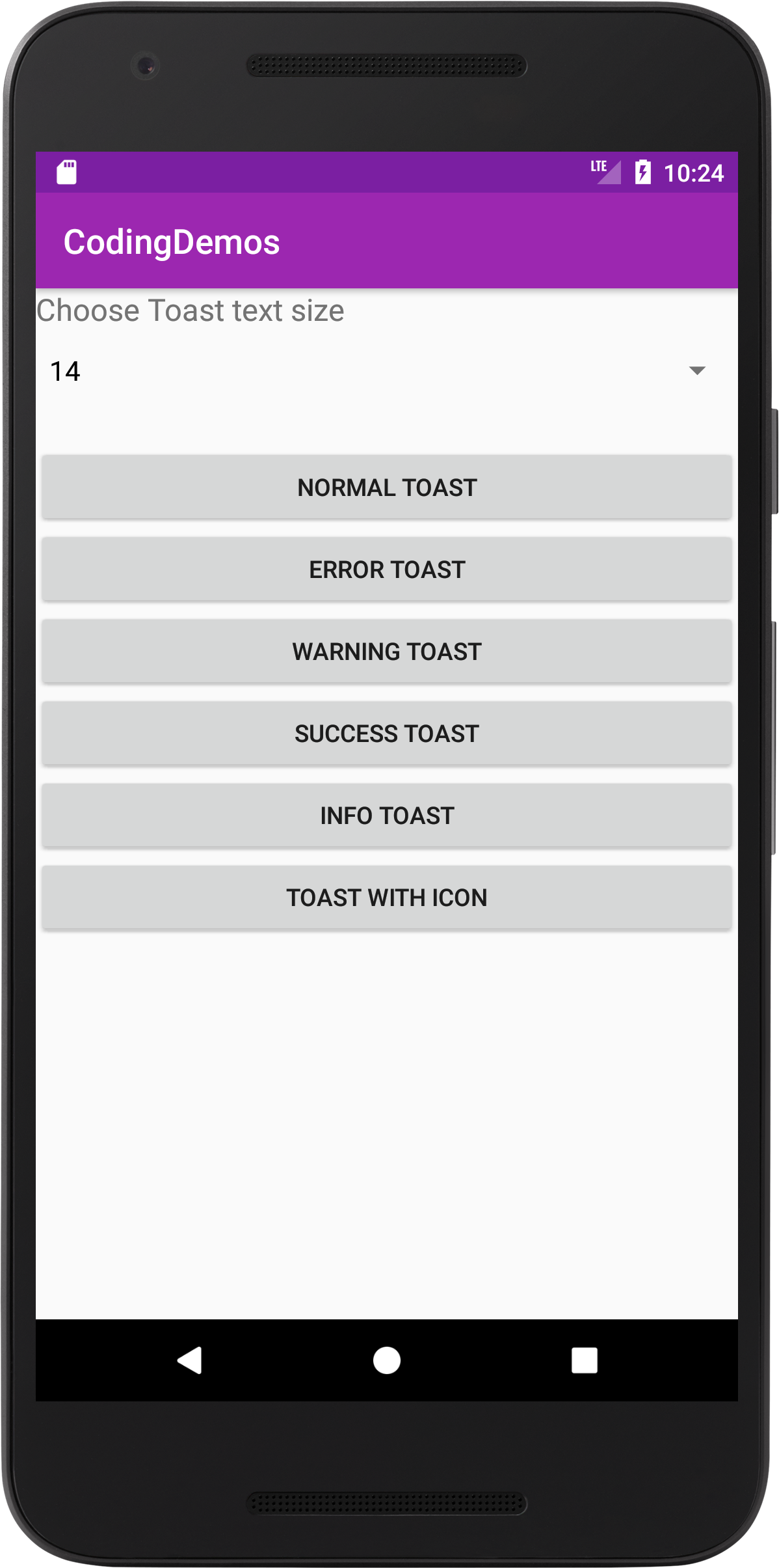 Android Toast Message - Custom Toast With Icon And Color - Coding Demos