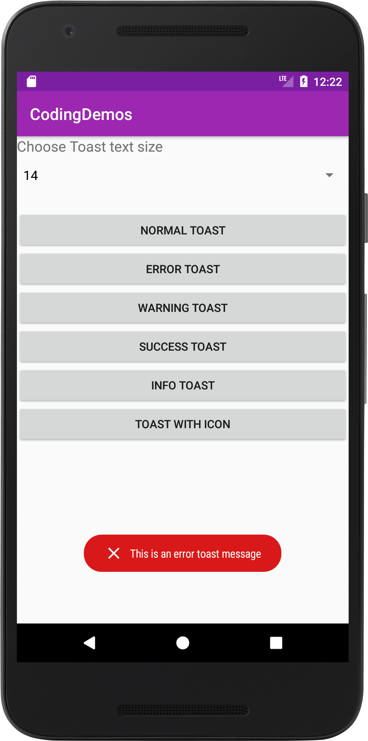 Android Toast Message - Custom Toast With Icon And Color - Coding Demos