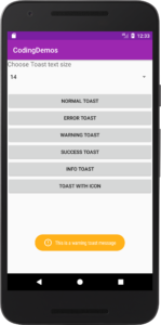 Android toasty warning toast message