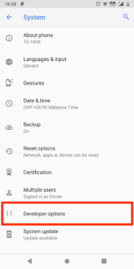 android developer options