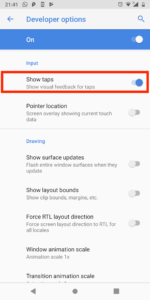 android show taps