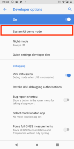 android system UI demo mode