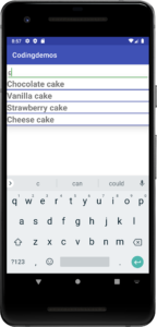 Android autocomplete edittext example